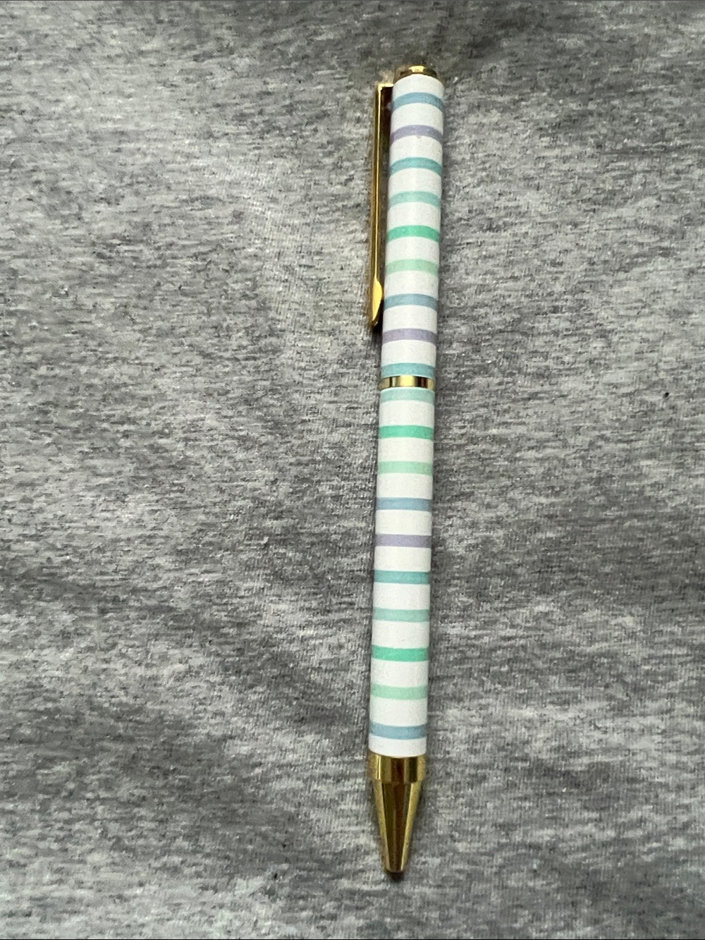 NWOT~LUG~Refillable Striped Mint & Light Blue Ballpoint Pen